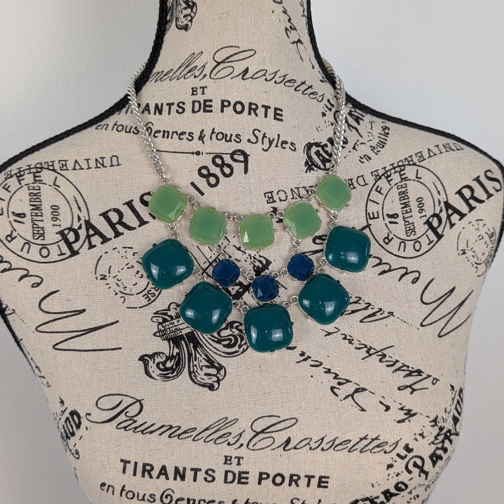 Elegant Green and Teal Blue Statement Necklace